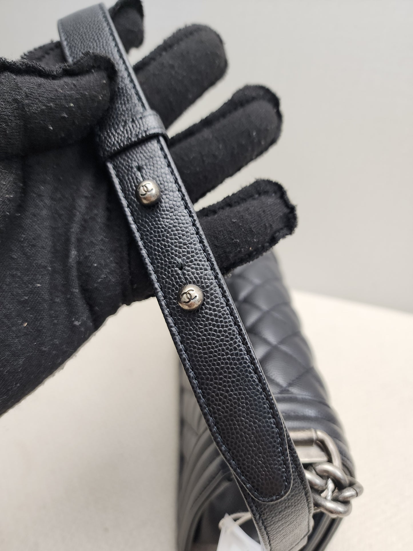 Chanel Black Caviar Small Boy (RHW)