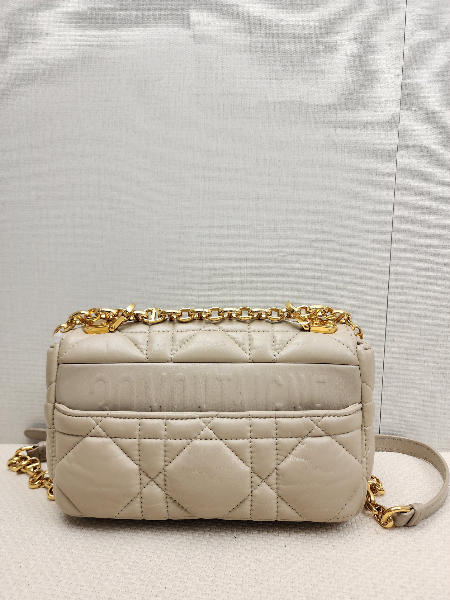 Dior Sand Lambskin Macro Cannage Small Caro (GHW)