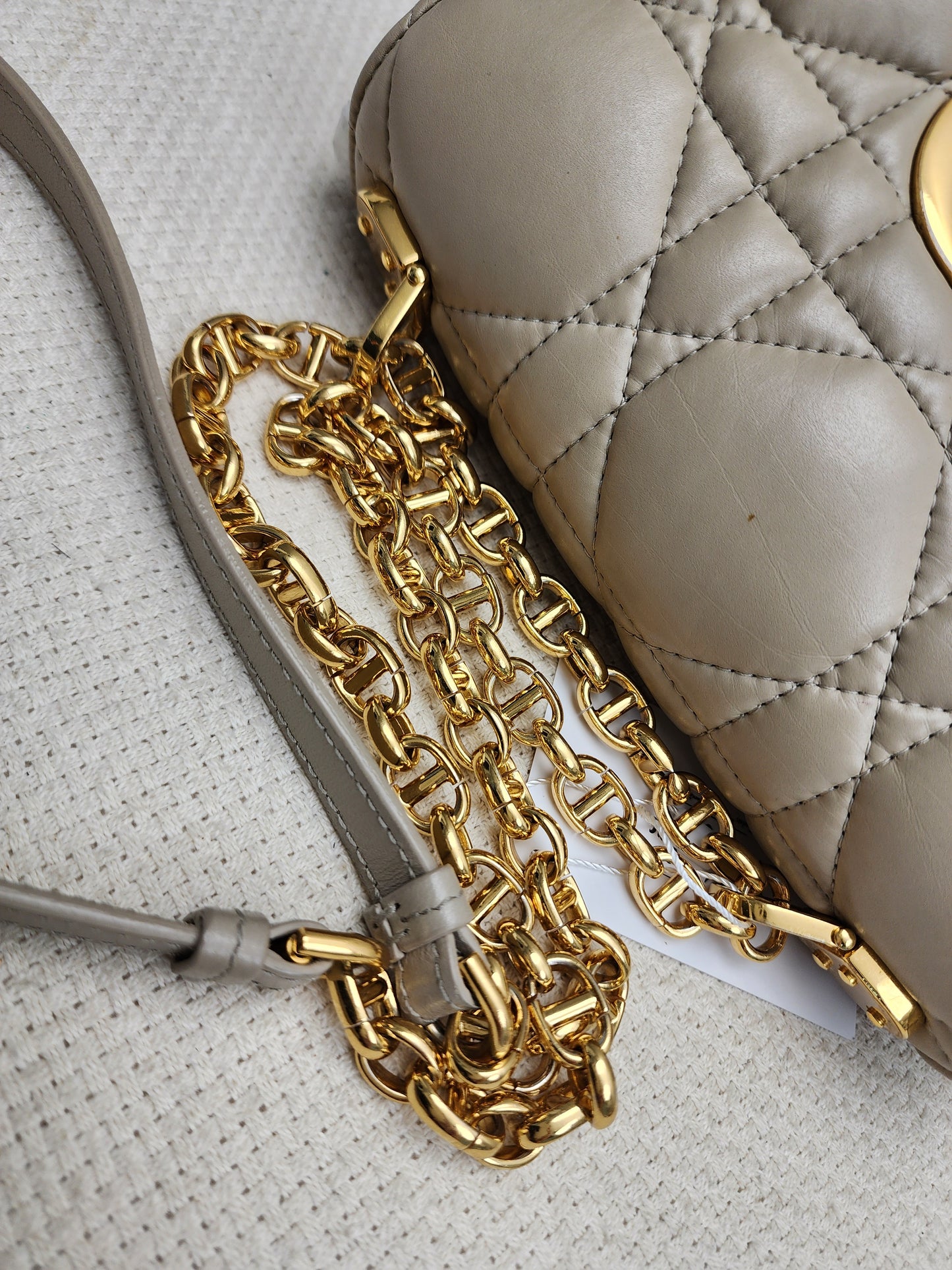 Dior Sand Lambskin Macro Cannage Small Caro (GHW)