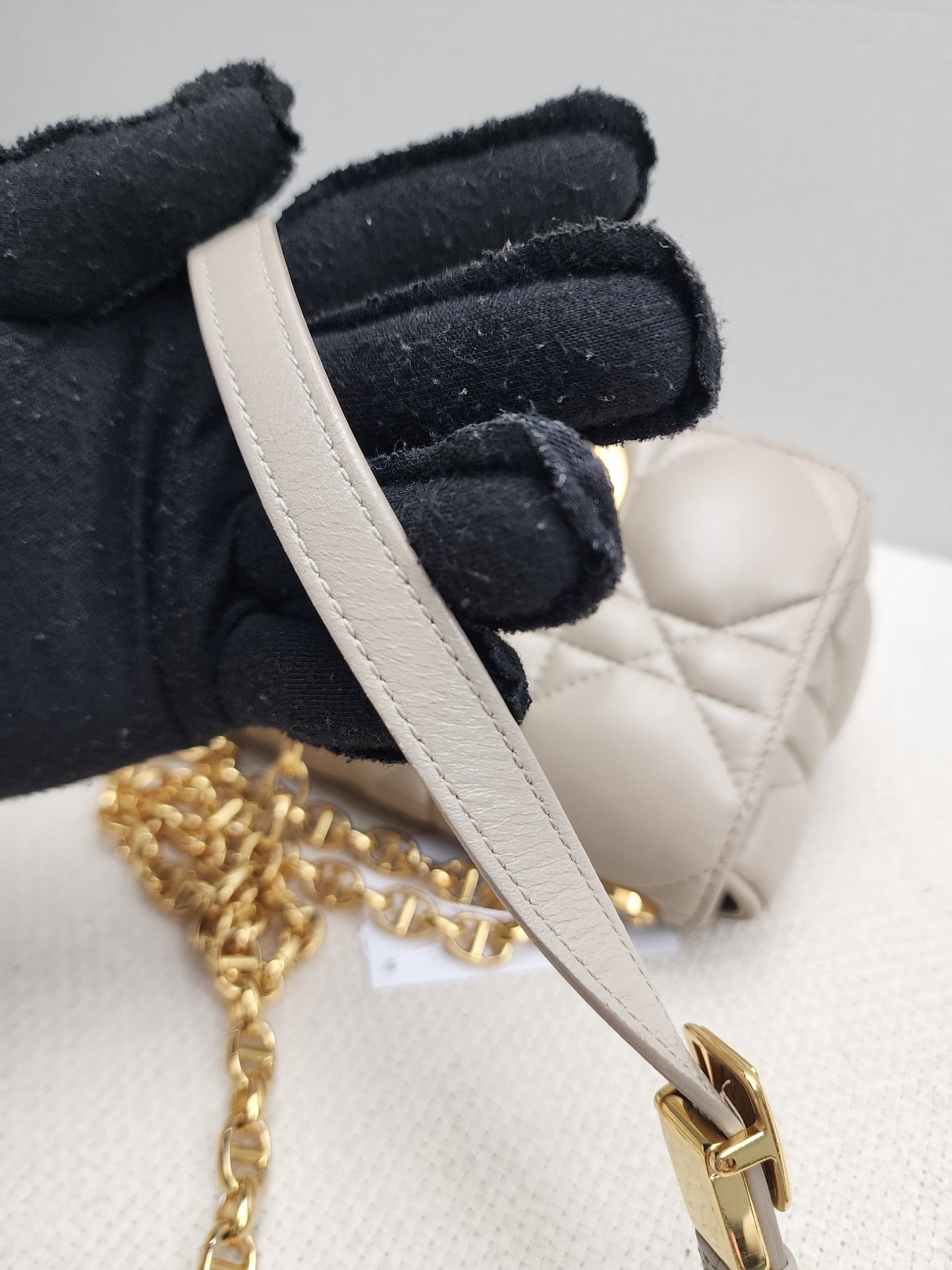 Dior Sand Lambskin Macro Cannage Small Caro (GHW)