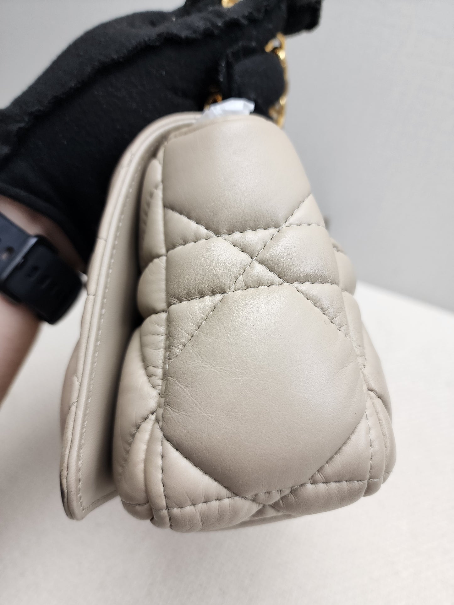 Dior Sand Lambskin Macro Cannage Small Caro (GHW)