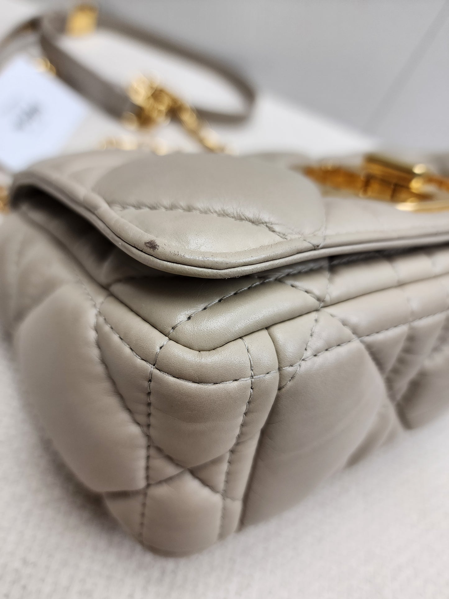 Dior Sand Lambskin Macro Cannage Small Caro (GHW)