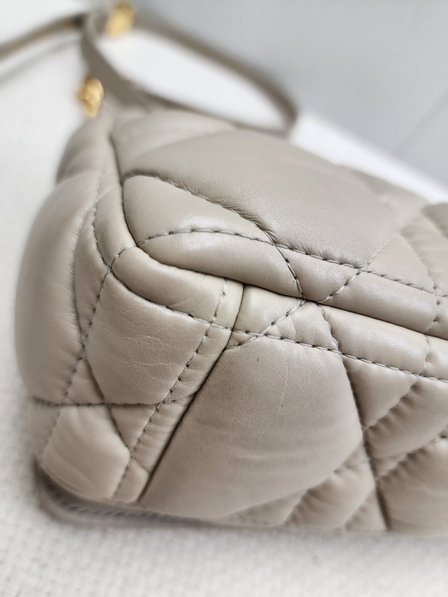 Dior Sand Lambskin Macro Cannage Small Caro (GHW)