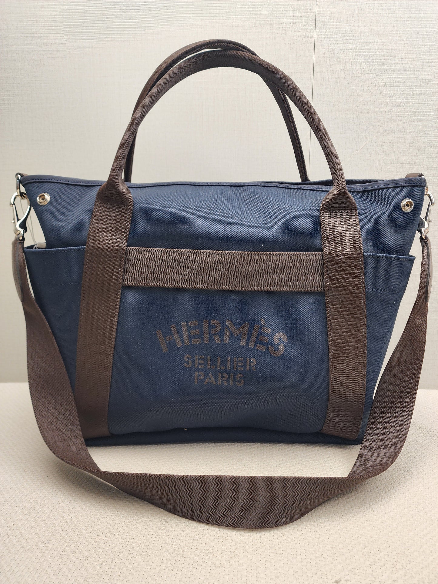 Hermes Navy Blue / Feu Pansage Groom Tote