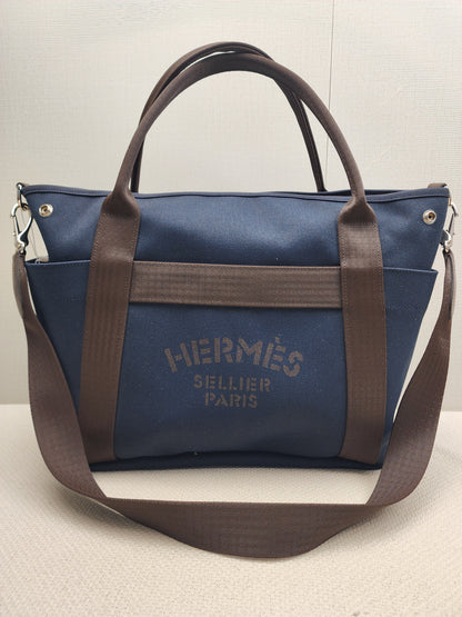 Hermes Navy Blue / Feu Pansage Groom Tote
