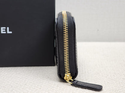 Chanel Black Croc Embossed Zippy Card Holder (GHW)