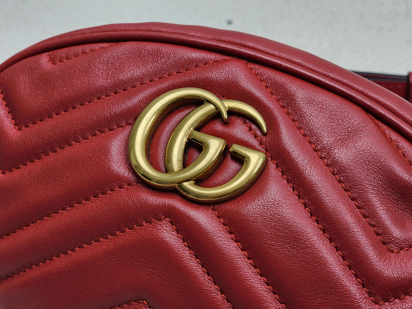Gucci Red Marmont Belt Bag (GHW)