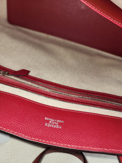 Hermes Rouge Grenat Evercolor / Epsom Maxi Box 36 Cabas