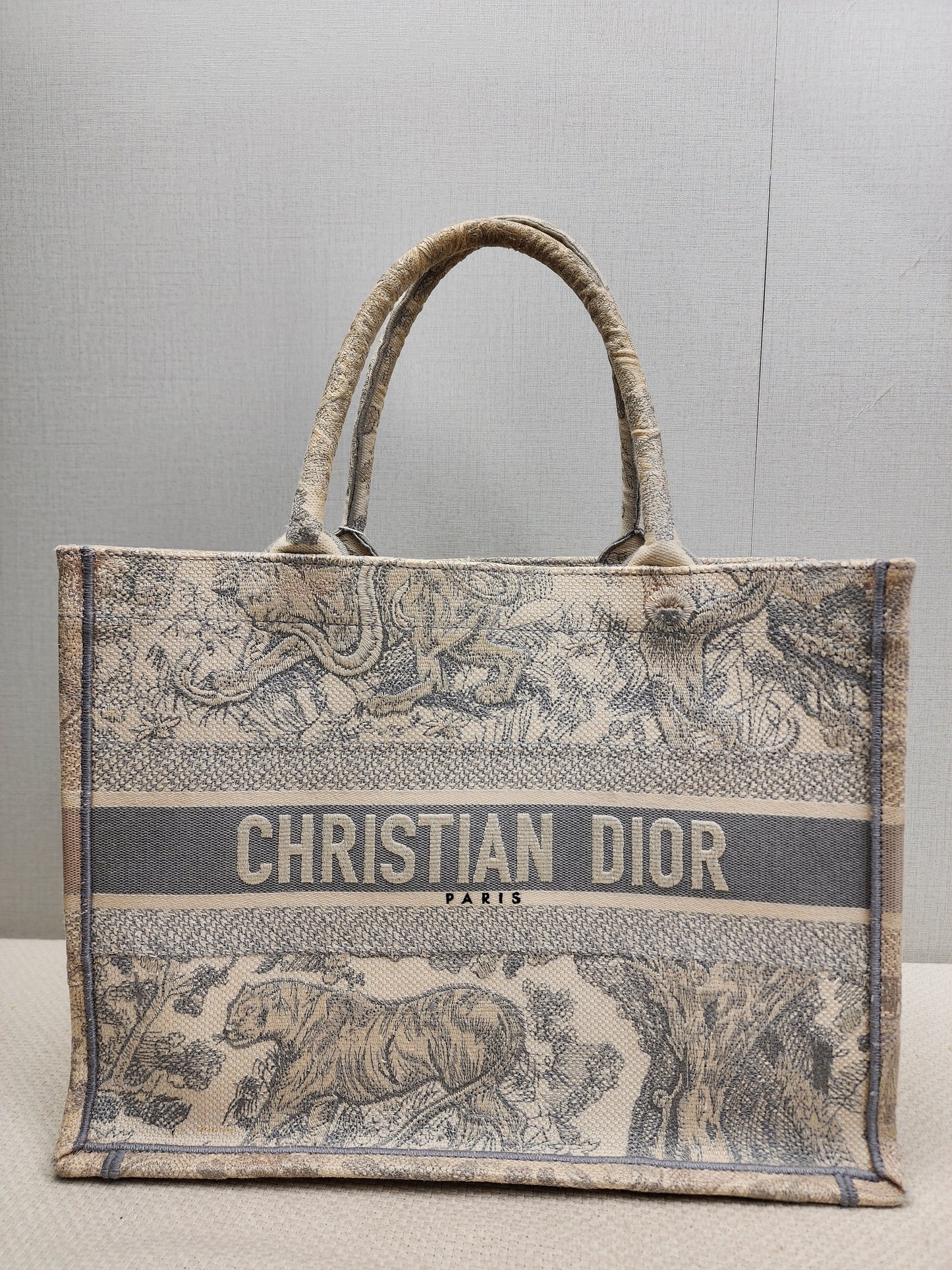 Dior Grey Toile De Jouy Medium Book Tote
