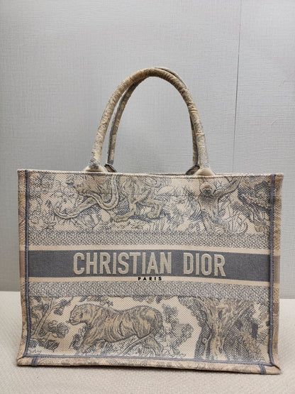 Dior Grey Toile De Jouy Medium Book Tote