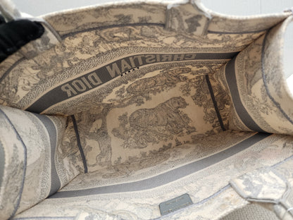 Dior Grey Toile De Jouy Medium Book Tote