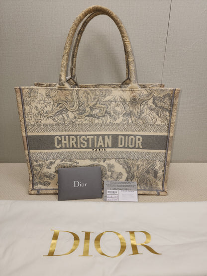 Dior Grey Toile De Jouy Medium Book Tote