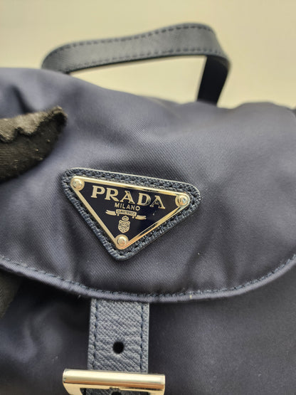 Prada Blue Nylon Small Backpack
