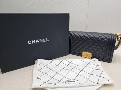 Chanel Black Old Medium Calfskin Leboy (GHW)