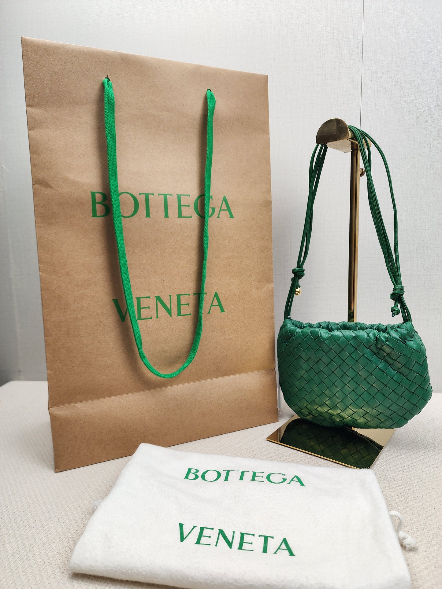 Bottega Veneta Green Nappa Intrecciato Mini Bulb Bag