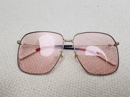 Gucci Pink Rectangular Frame Interlocking G Sunglasses