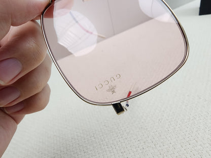 Gucci Pink Rectangular Frame Interlocking G Sunglasses