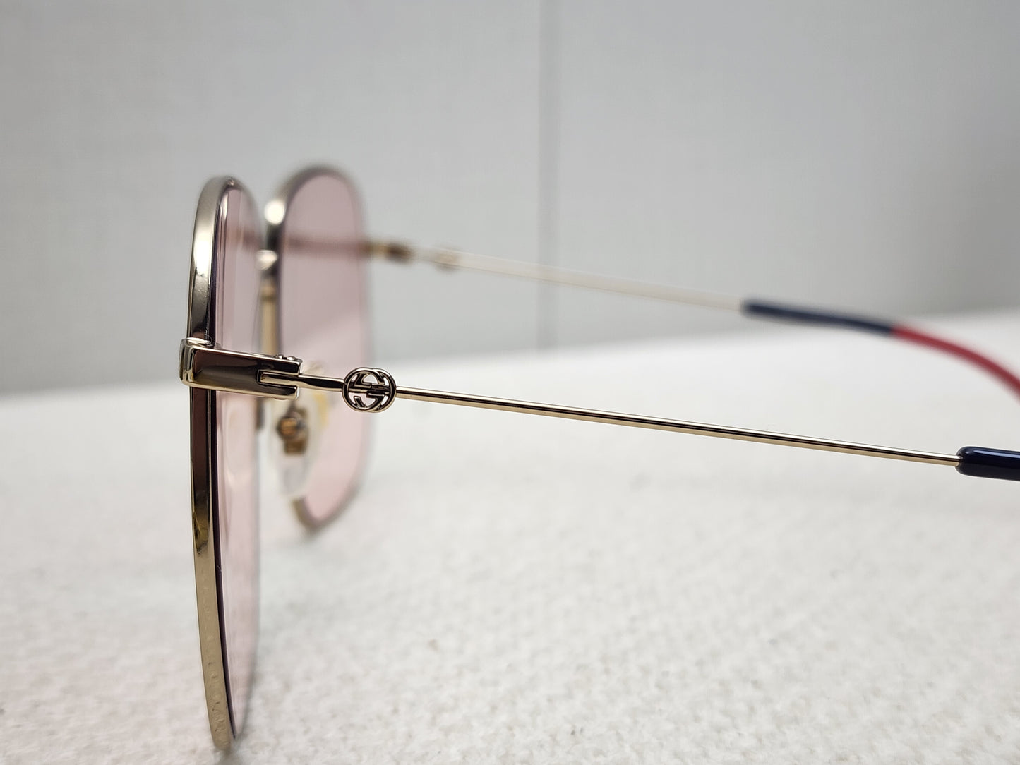 Gucci Pink Rectangular Frame Interlocking G Sunglasses
