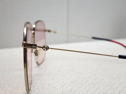 Gucci Pink Rectangular Frame Interlocking G Sunglasses