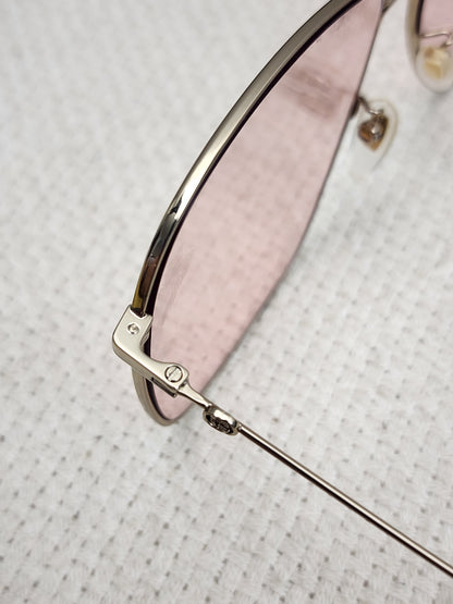 Gucci Pink Rectangular Frame Interlocking G Sunglasses