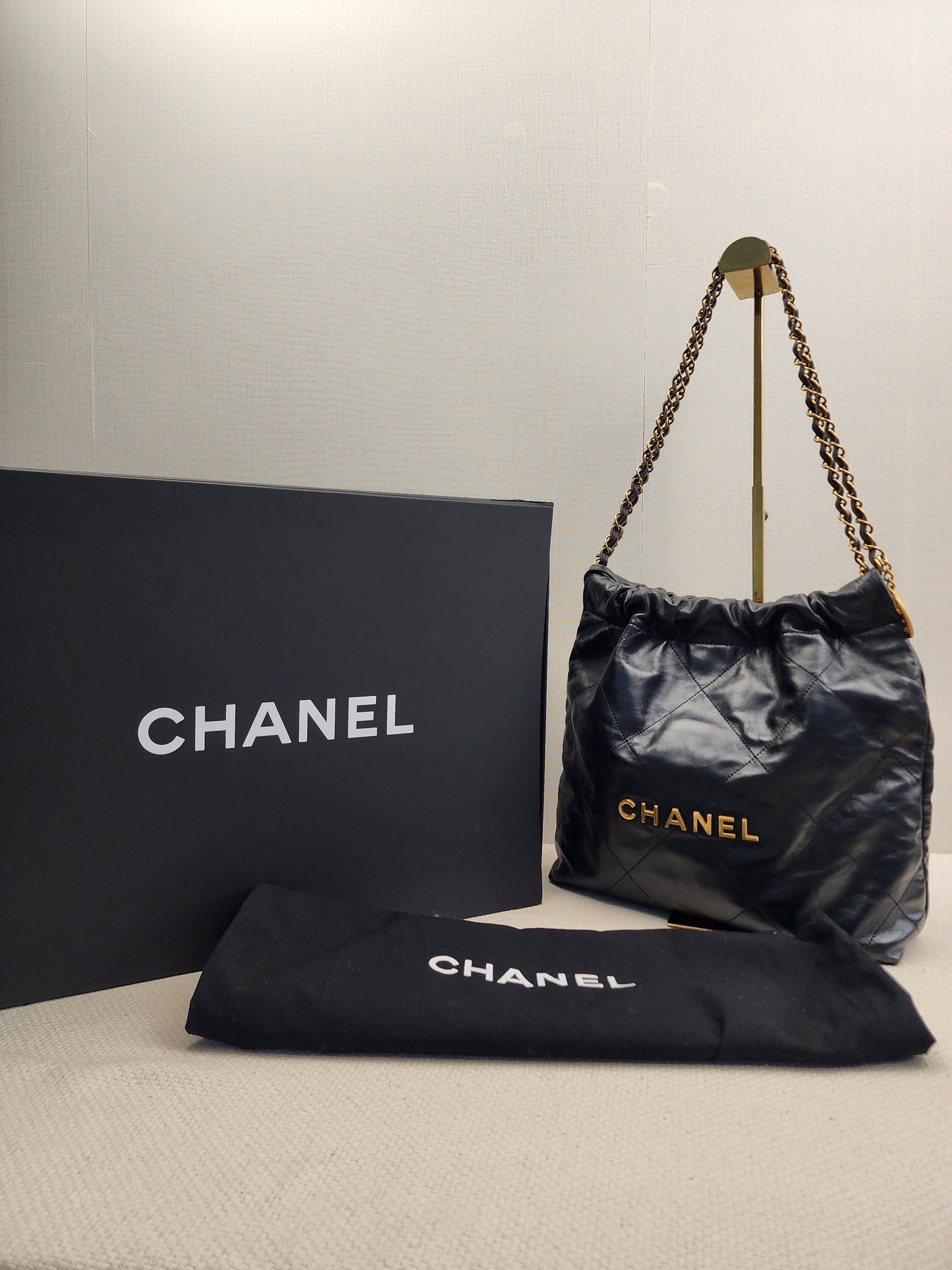 Chanel Black Calfskin Small 22 (GHW)