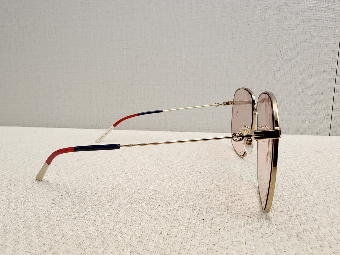 Gucci Pink Rectangular Frame Interlocking G Sunglasses