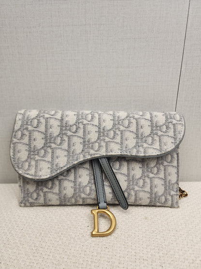 Dior Grey Oblique Canvas Saddle WOC (GHW)