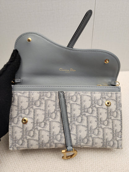 Dior Grey Oblique Canvas Saddle WOC (GHW)