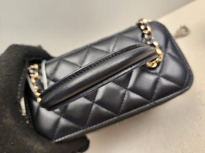 Chanel Black Lambskin Vanity with Top Handle (LGHW)