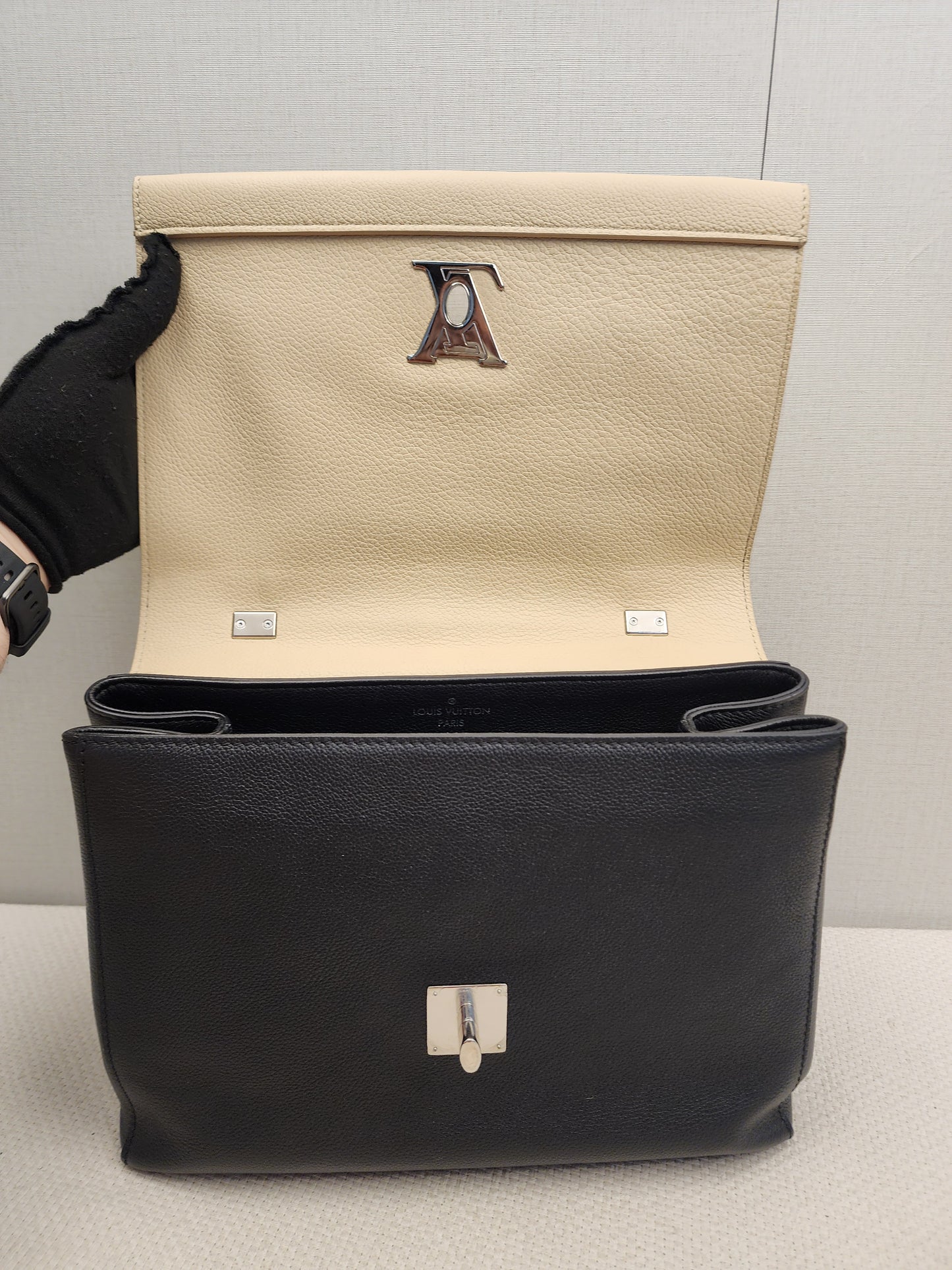 LV Beige/Black Calfskin Lockme II Bag (SHW)
