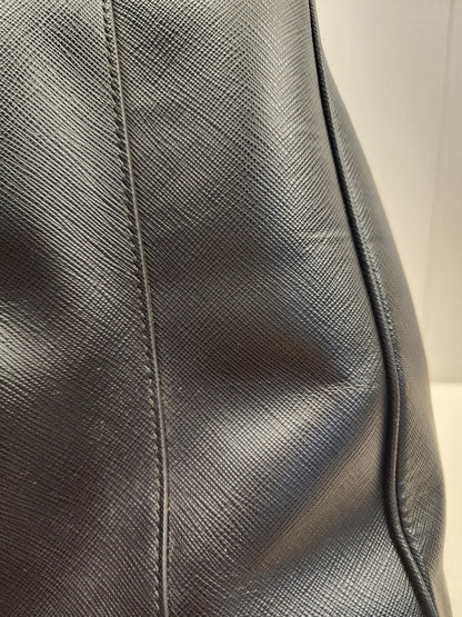 Prada Black Saffiano Lux Double Zip Large Tote (GHW)