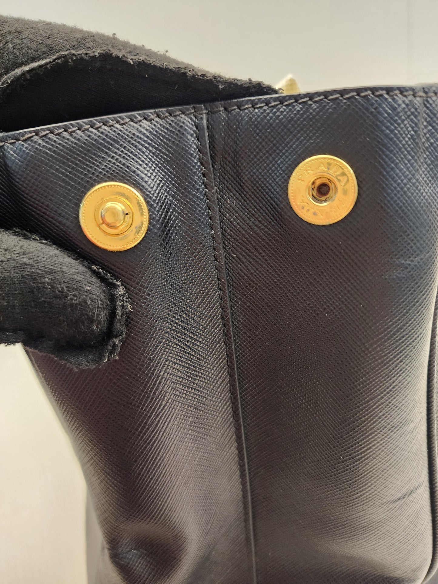 Prada Black Saffiano Lux Double Zip Large Tote (GHW)