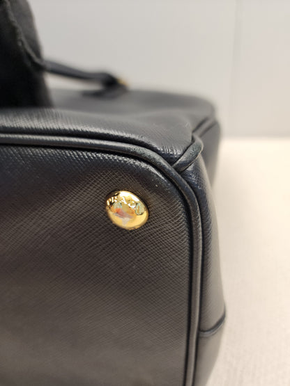 Prada Black Saffiano Lux Double Zip Large Tote (GHW)