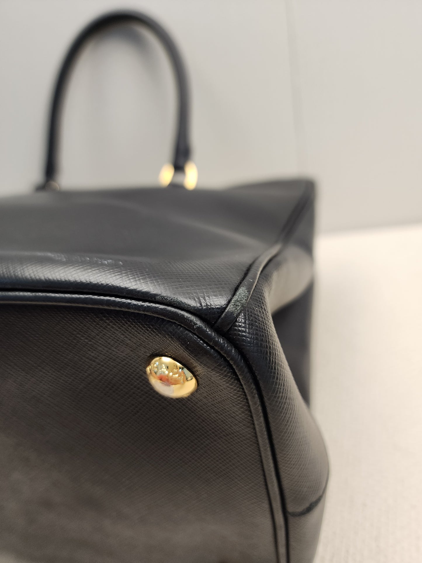 Prada Black Saffiano Lux Double Zip Large Tote (GHW)