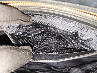 Prada Black Saffiano Lux Double Zip Large Tote (GHW)