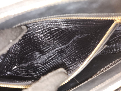 Prada Black Saffiano Lux Double Zip Large Tote (GHW)