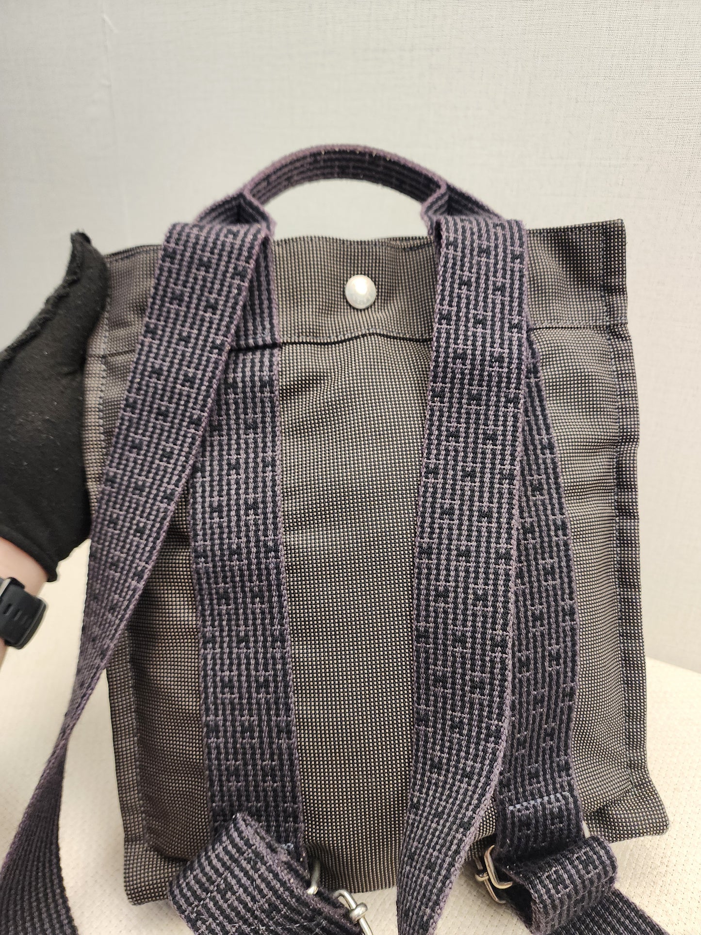 Hermes Grey Canvas Herline PM Backpack