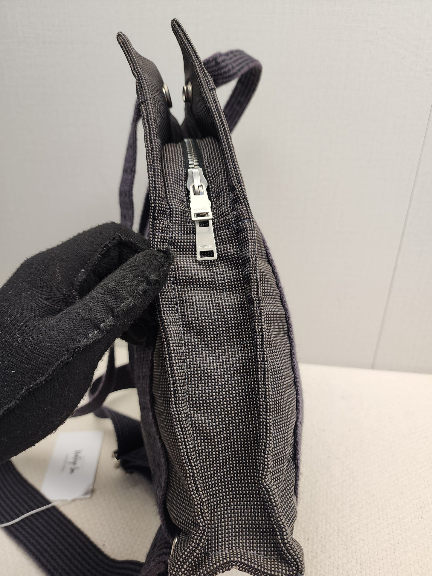 Hermes Grey Canvas Herline PM Backpack