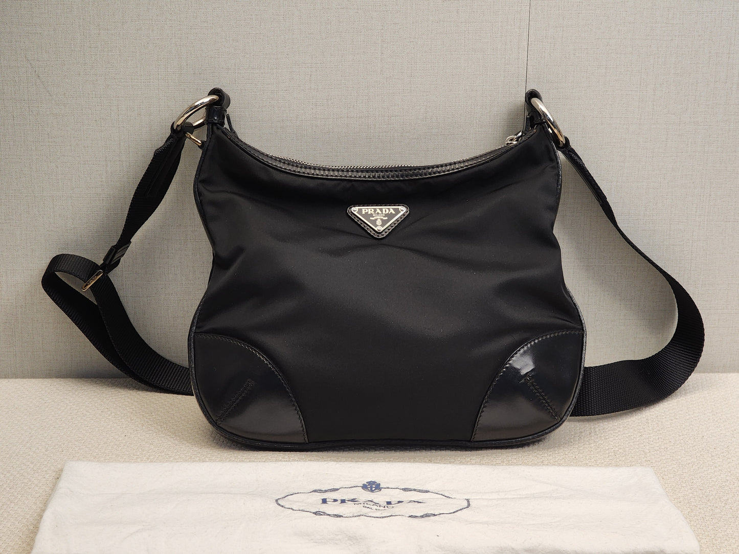 Prada Black Nylon Besace Messenger Bag