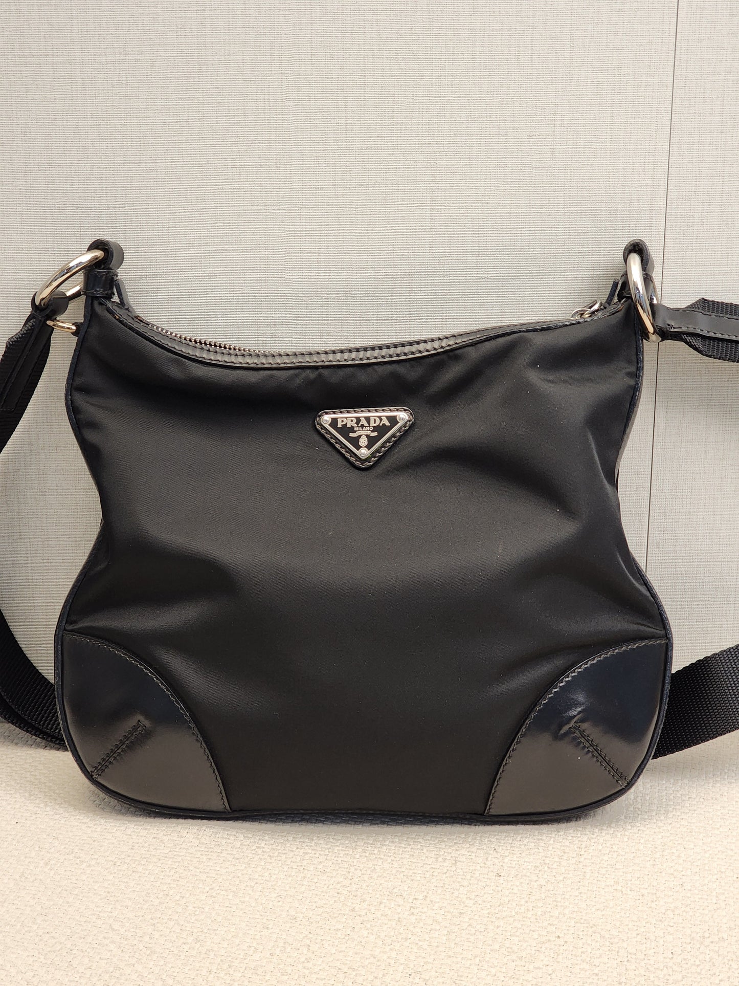 Prada Black Nylon Besace Messenger Bag