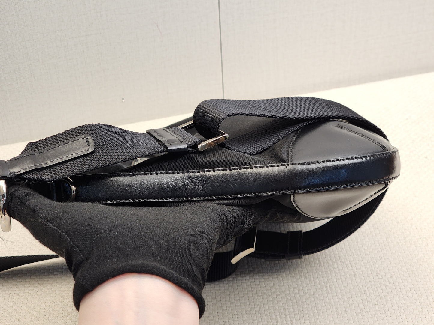 Prada Black Nylon Besace Messenger Bag