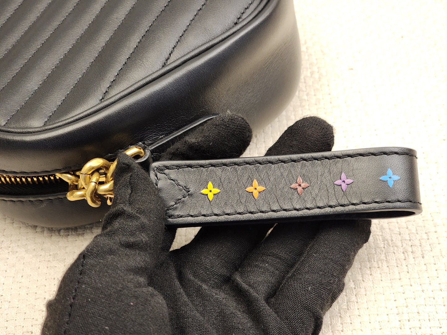 LV Black Calfskin Wave Camera Bag