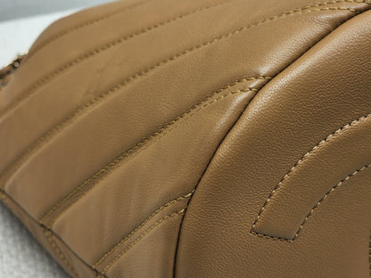 Chanel Caramel Brown Lambskin Small Chevron Bucket Drawstring Bag (LGHW)