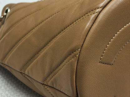 Chanel Caramel Brown Lambskin Small Chevron Bucket Drawstring Bag (LGHW)