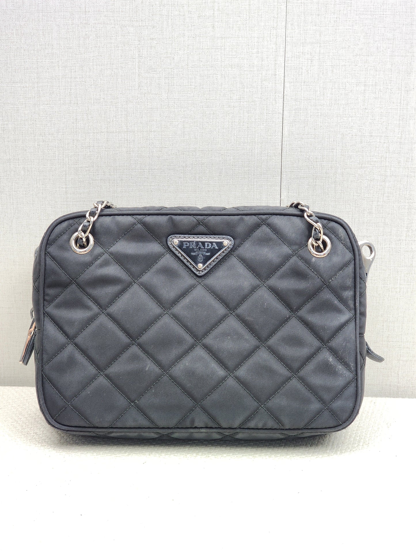 Prada Black Quilted Tessuto Nylon Bandoliera Bag