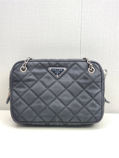 Prada Black Quilted Tessuto Nylon Bandoliera Bag