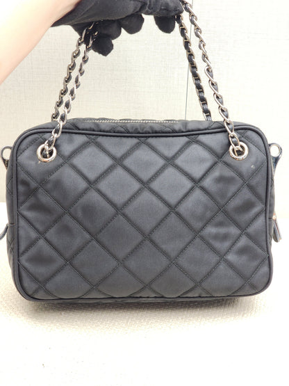 Prada Black Quilted Tessuto Nylon Bandoliera Bag
