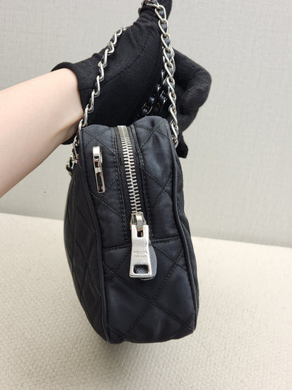Prada Black Quilted Tessuto Nylon Bandoliera Bag