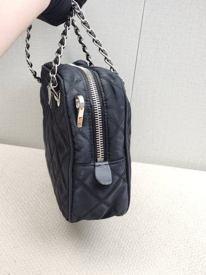 Prada Black Quilted Tessuto Nylon Bandoliera Bag