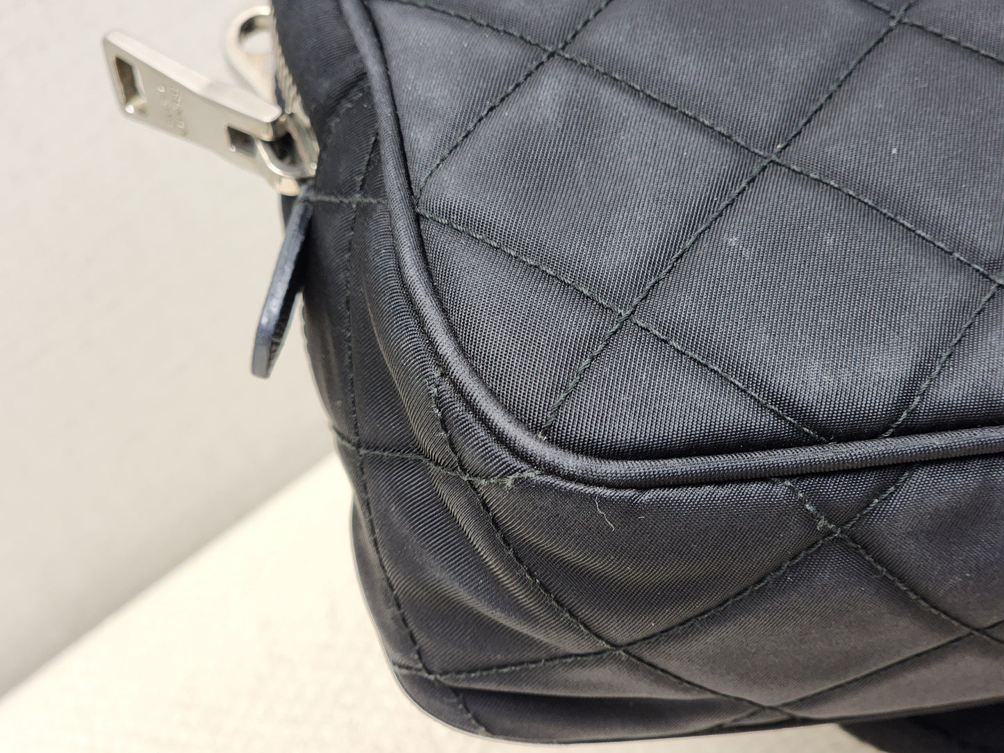 Prada Black Quilted Tessuto Nylon Bandoliera Bag